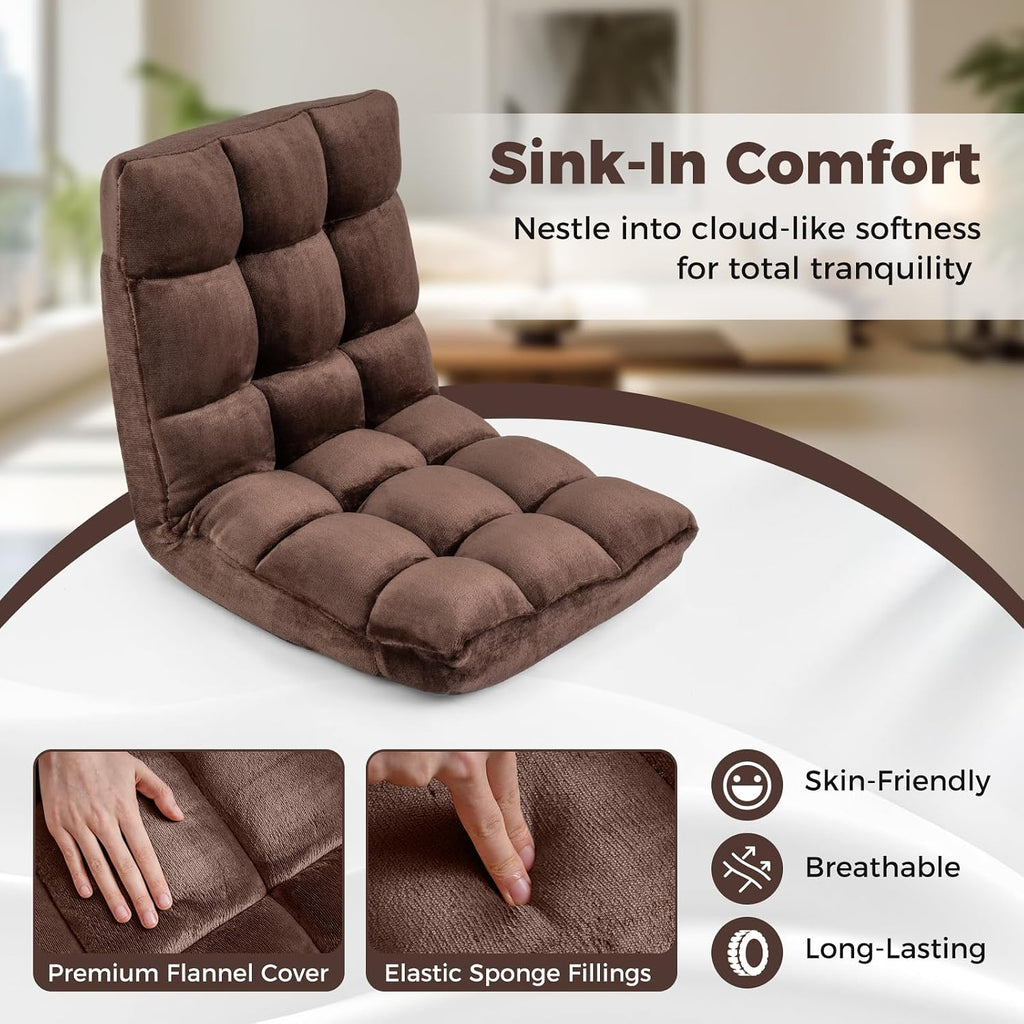 COSTWAY Floor Chair, Folding Floor Gaming Chair with Back Support - Image 4