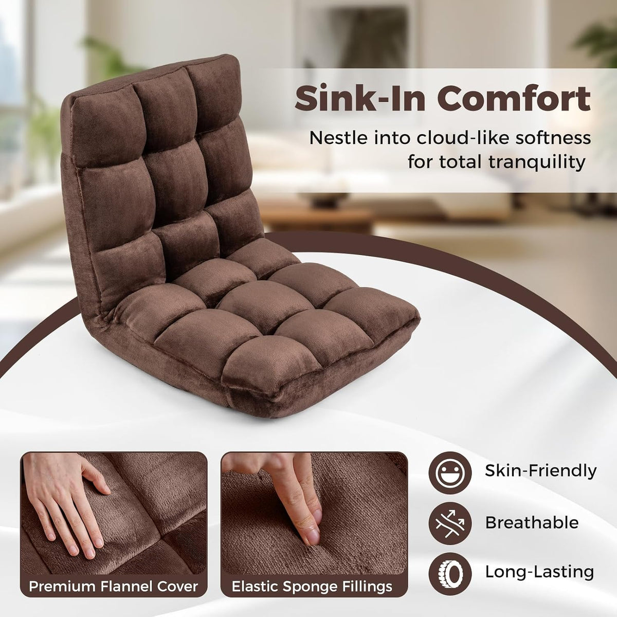 COSTWAY Floor Chair, Folding Floor Gaming Chair with Back Support - Image 4