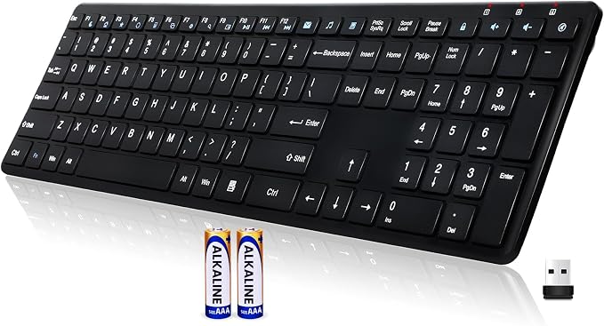 Wireless Keyboard-2.4G USB Ultra Slim Quiet Full Size Matte PC Computer Keyboard,19 Multimedia Keys,Number Pad,Plug&Play,Lag-Free Ergo,Long Battery Life for Desktop,Laptop,Smart TV,MAC,Windows,QWERTY - Image 9