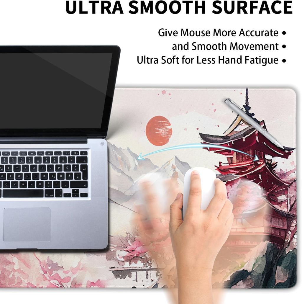 Japanese Cherry Blossom White Gaming Mouse Pad XXL Extended Large Mouse Mat Desk Pad Nonslip Rubber Base Long Computer Keyboard Desk Mat for Gaming Laptop Desktop 35.4 x 15.7 Inch - Image 5
