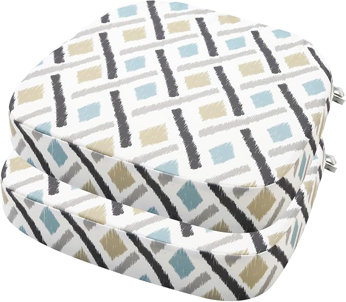 idee-home Outdoor Chair Cushions Set of 2, 17" x 17" D-Shaped | Thick Outdoor Seat Cushions Waterproof Patio Furniture with Ties Dining Pads by idee-home