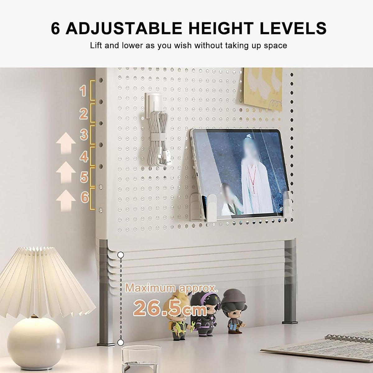 Clamp-on Desk Extender with Magnetic Pegboard Organizer and Panel - Image 5