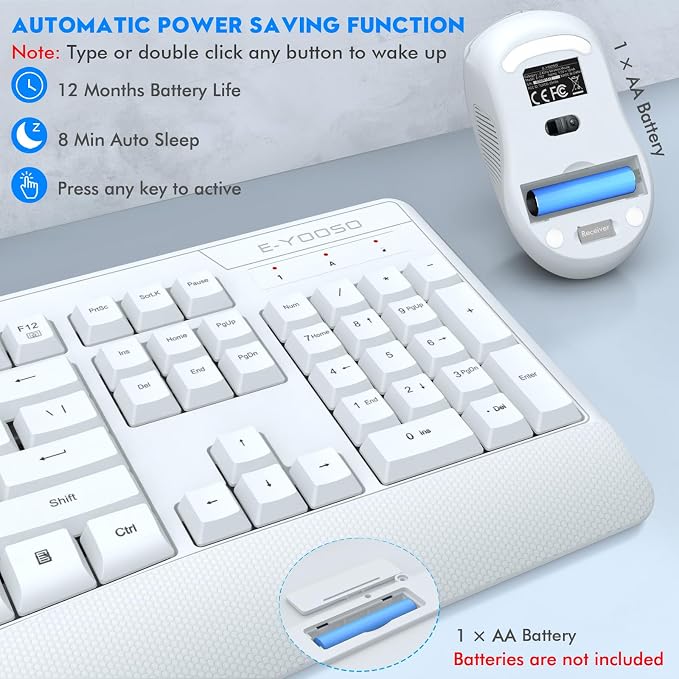 Wireless Keyboard and Mouse Combo, Full Size Ergonomic with Wrist Rest | 2.4GHz USB Receiver, 3 DPI Adjustable 6-Button Cordless Mouse for Computer, Laptop, PC, Windows - Image 7