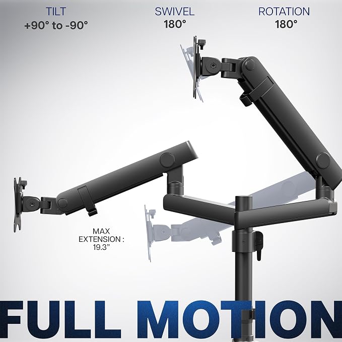 VIVO Premium Aluminum Full Motion Dual Monitor Desk Mount Stand with Lift Engine Arm, Pole Extension, and USB Ports, Fits Ultrawide Screens up to 40 inches, STAND-V102BDU - Image 9