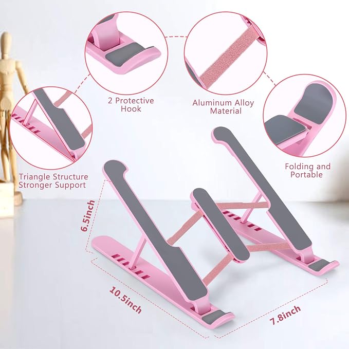 Portable Laptop Stand, Adjustable Laptop Holder Riser Computer Stand for Desk Notebook Stand Mount - Image 2