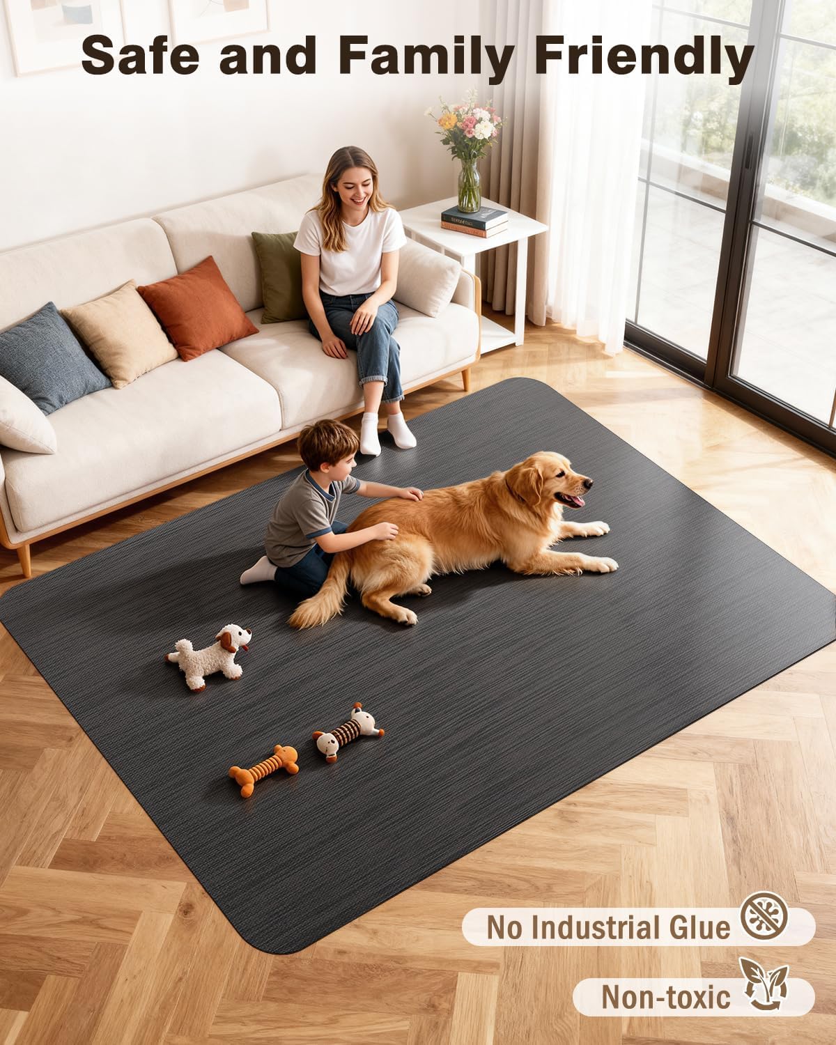Ultra Large Office Chair Mat for Hardwood Floor, Rolling Chair Mat for Hard Wood, Large Anti-Slip Hard Floor Protector, Heavy Duty Computer Desk Rug for Office and Home 47.2"*53" Black - Image 8