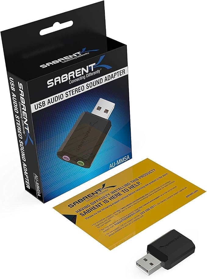 SABRENT USB External Stereo Sound Card Adapter, Plug & Play (AU-MMSA) | USB audio adapter; no drivers needed; for Windows & Mac; 3.5mm headphone & mic jacks; usb to 3.5mm jack audio adapter - Image 6