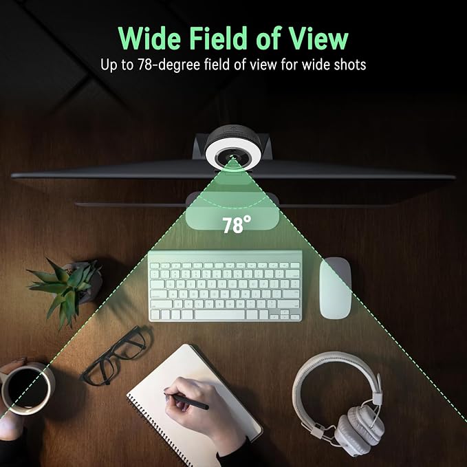 Angetube 1080P USB Webcam with Ring Light Autofocus & Microphone for PC Mac | Built-in Privacy Cover, Plug and Play, Compatible with Laptop Desktop, Works for Streaming, Teams, Skype Video Calls - Image 6