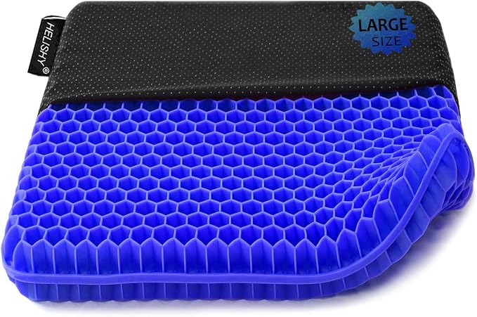 Gel Seat Cushion for Long Sitting, Extra Large Gel Cushion for Pain Relief | 17x17inch Large Office Seat Cushion, Breathable Wheelchair Cushion Chair Pads - Relieve Sciatica, Tailbone, Coccyx & Hip Pain by Helishy