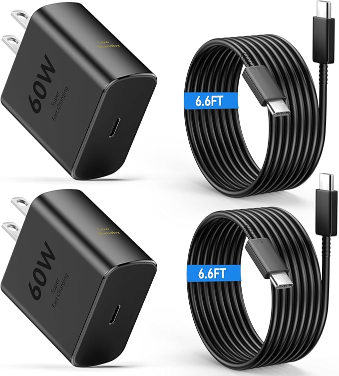 60W USB C Super Fast Charger Type C Android Phone Charger Fast Charging Block with 6.6ft USB-C to USB-C Cord Compatible with Samsung Galaxy S26 Ultra/S26/S26+/S25/S25 Ultra/S25+/S24, MacBook, iPad by Ubearkk