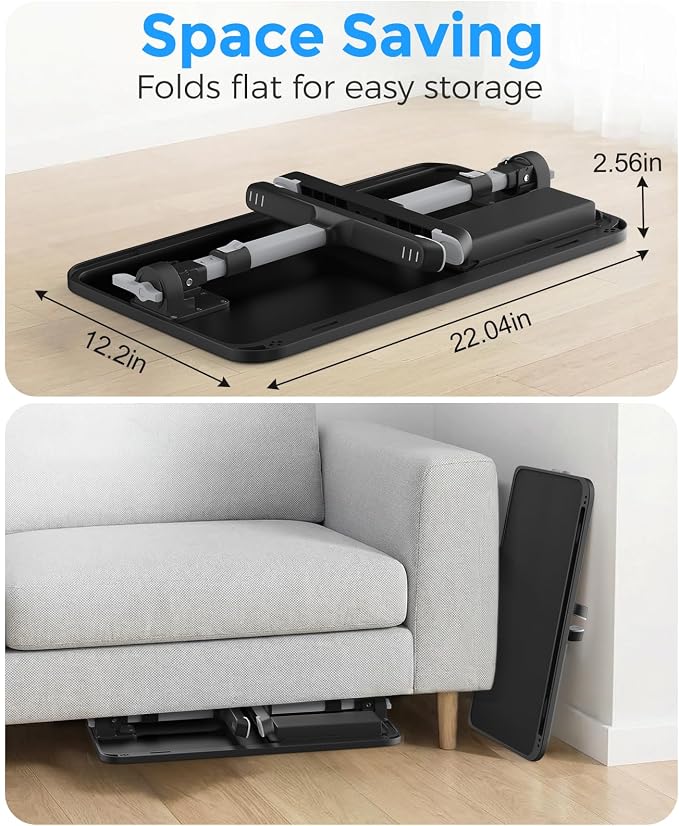 HETTHI Laptop Bed Tray Table, Adjustable Sturdy Laptop Stand for Bed with Premium Materials, Folding Portable Lap Desk with Drawer for Writing Working Reading Eating Couch Floor (Black, 22.04"×12.2") - Image 5