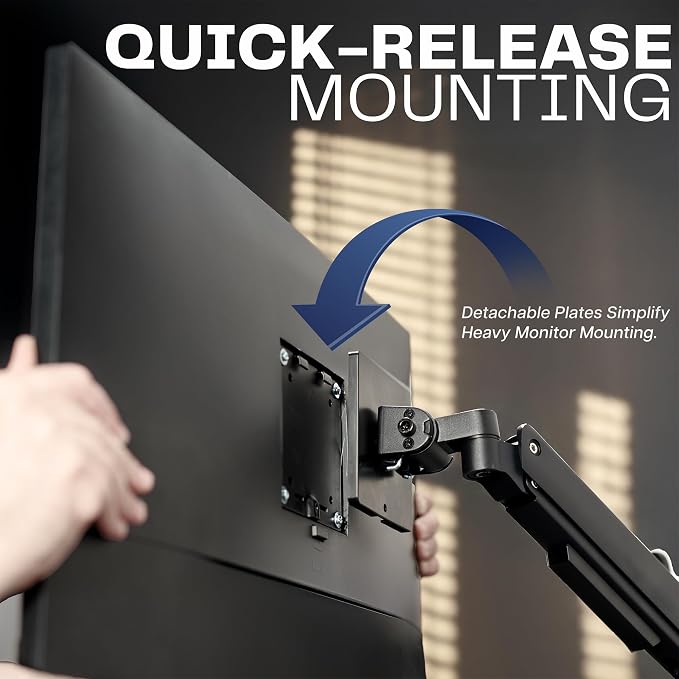 VIVO Quad Ultrawide Wall Mount, Heavy Duty Pneumatic Arm Monitor Station, Fits Four 38 inch Screens, Pneumatic Height Adjustment and 140lb Weight Capacity, Black, MOUNT-V400D - Image 8
