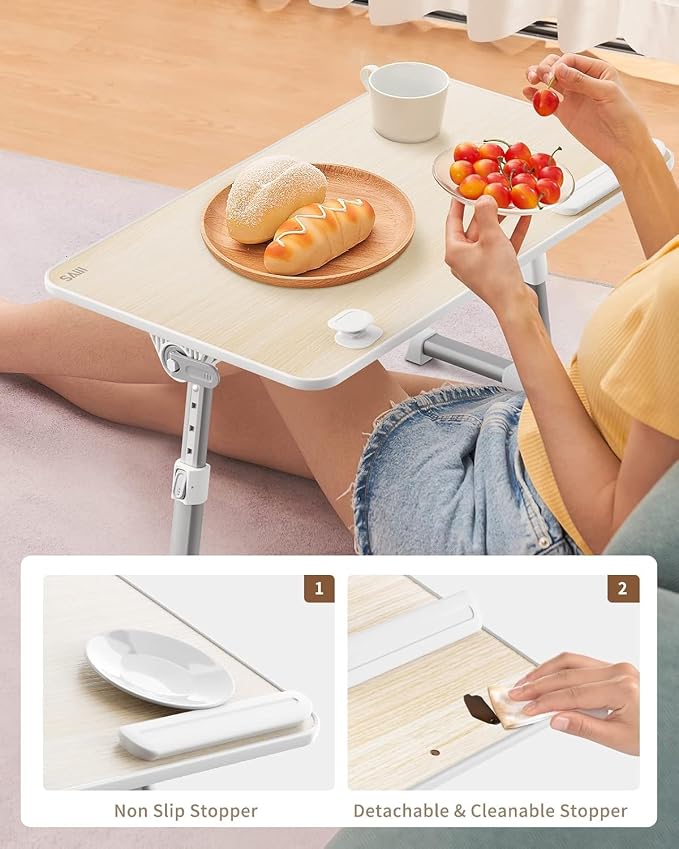 Laptop Desk Table, SAIJI Laptop Stand, Portable Lap Desks | Notebook Standing Breakfast Tray Reading Desk for Sofa Couch Bed Floor (Teak,Medium Size) - Image 2
