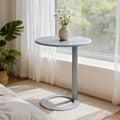 C-Shaped Round Side Table, Modern Metal End Table Laptop Tray with O-Shaped Base for Couch Living Room Bedroom Small Spaces (Grey, 18.9“x27.2”) by TrueyEssence