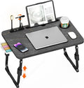 Lap Desk for Bed Adjustable Height with USB Port 23.6" x15.7" Desktop | Storage Drawer, Bookshelf, Fits 17" Laptop, For couch WFH Study, Foldable Non-Slip No Assembly Sturdy Lightweight DeepStone by PlayimaginationtodecorateHomeOffice