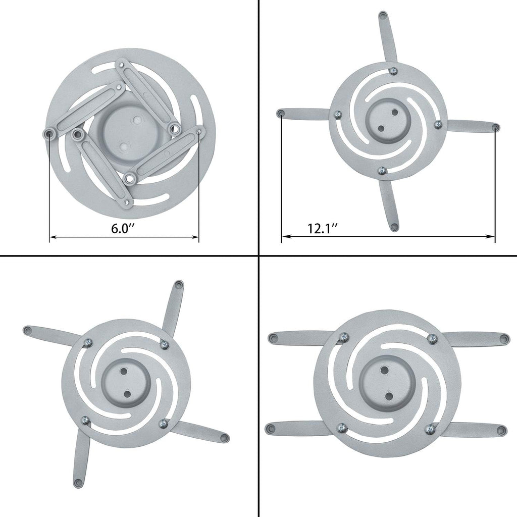 Ceiling Projector Mount Bracket with Adjustable Extendable Arms, Rotating Swivel Tilt for Home and Office Projectors (Extendable-Silver) - Image 5