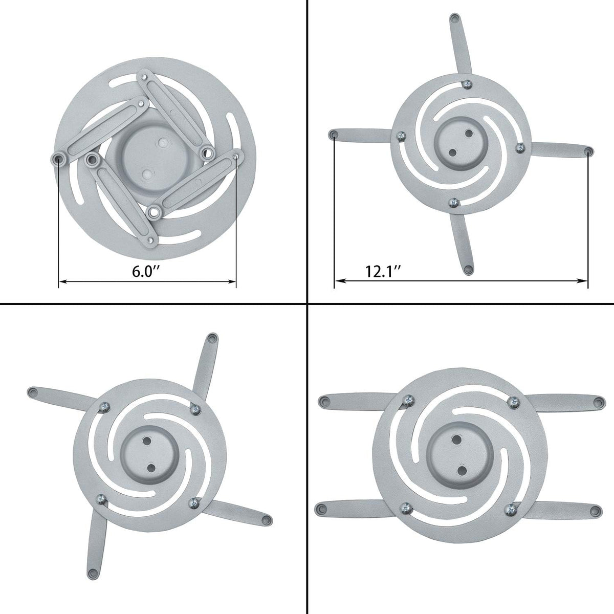Ceiling Projector Mount Bracket with Adjustable Extendable Arms, Rotating Swivel Tilt for Home and Office Projectors (Extendable-Silver) - Image 5