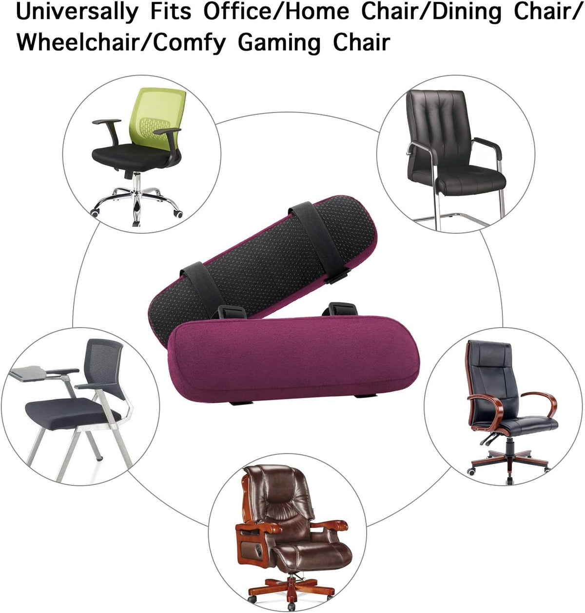 MOSISO Chair Armrest Pads, Home/Office Chair Arm Rest Covers, Wine Red - Image 5