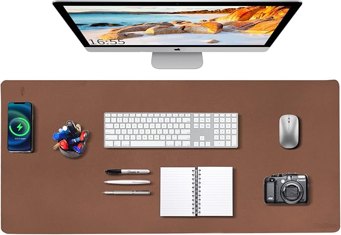 Desk Mat Wireless Charging Mouse Pad Large 32x16 Journey Desk Pad Mat with Wireless Charger Waterproof Leather Computer Mat with Phone Charger Mousepad Non-Slip for Keyboard and Mouse by Zakia