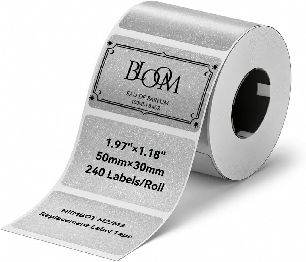 NIIMBOT M2/M3 Thermal Transfer Labels, 1.57''×1.18'', Glitter Silver by NIIMBOT