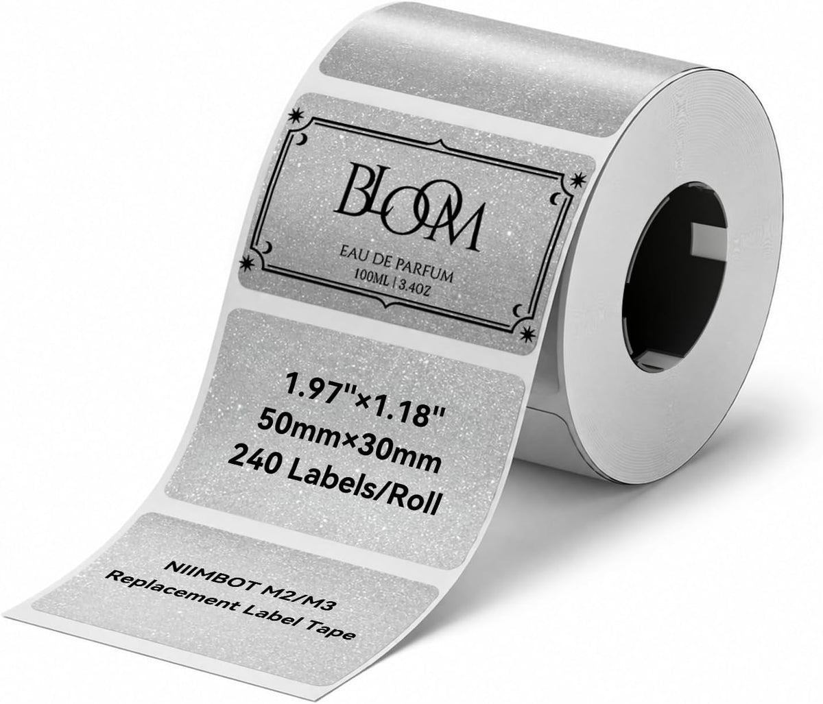 NIIMBOT M2/M3 Thermal Transfer Labels, 1.57''×1.18'', Glitter Silver by NIIMBOT