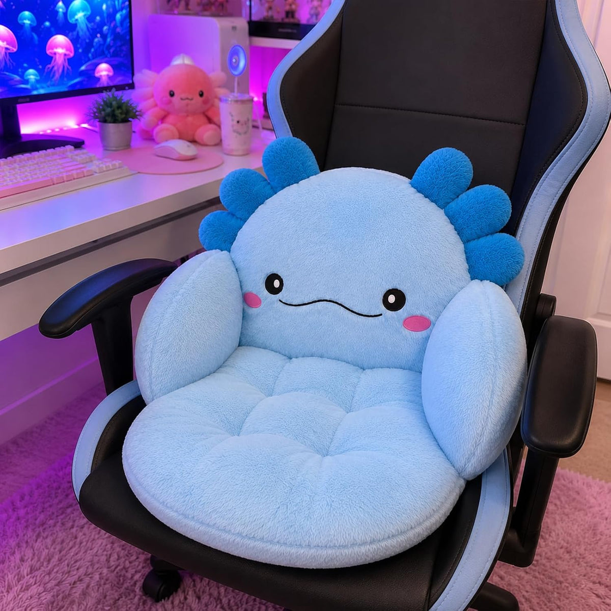 Axolotl Kawaii Cushion Chair Comfy Cartoon Plush Seat Cushion Axolotl Chair - Image 2