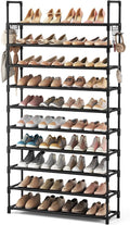 VTRIN 10 Tier Shoe Rack Tall Large Capacity Wide Shoe Organizer with Two Hooks Sturdy Metal Shoe Shelf for Entryway, Closet, Bedroom by VTRIN