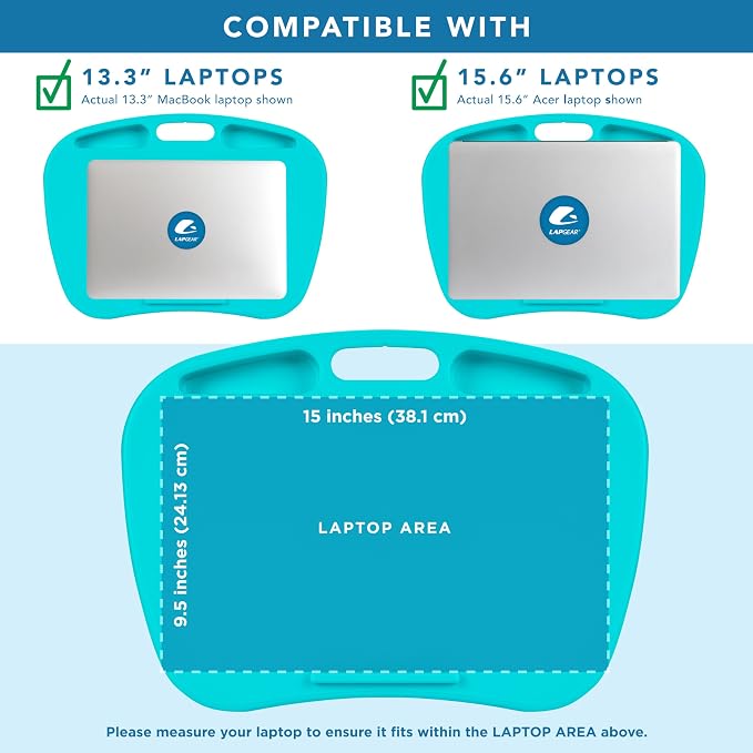 LAPGEAR MyDesk Lap Desk – Turquoise, Fits 15.6” Laptops - Image 3
