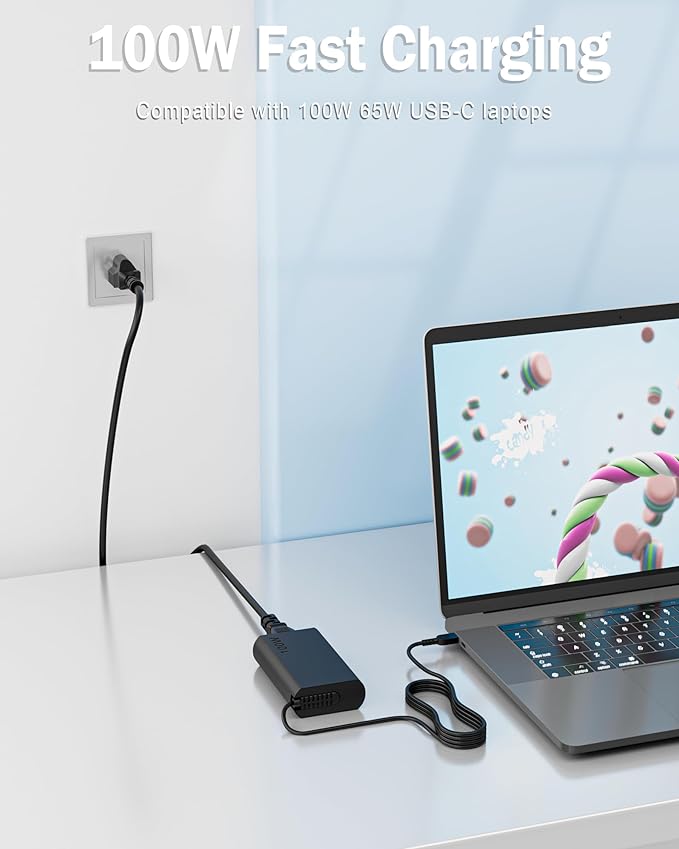 WZXHU Slim 100W USB C Laptop Charger Compatible with Lenovo Yoga 9 9i 7 7i ThinkBook 15 16 Yoga Slim 7Pro ldeapad 5 Pro 16 Thinkpad Carbon x1 Type C Fast Charging AC Adapter Power Supply - Image 2