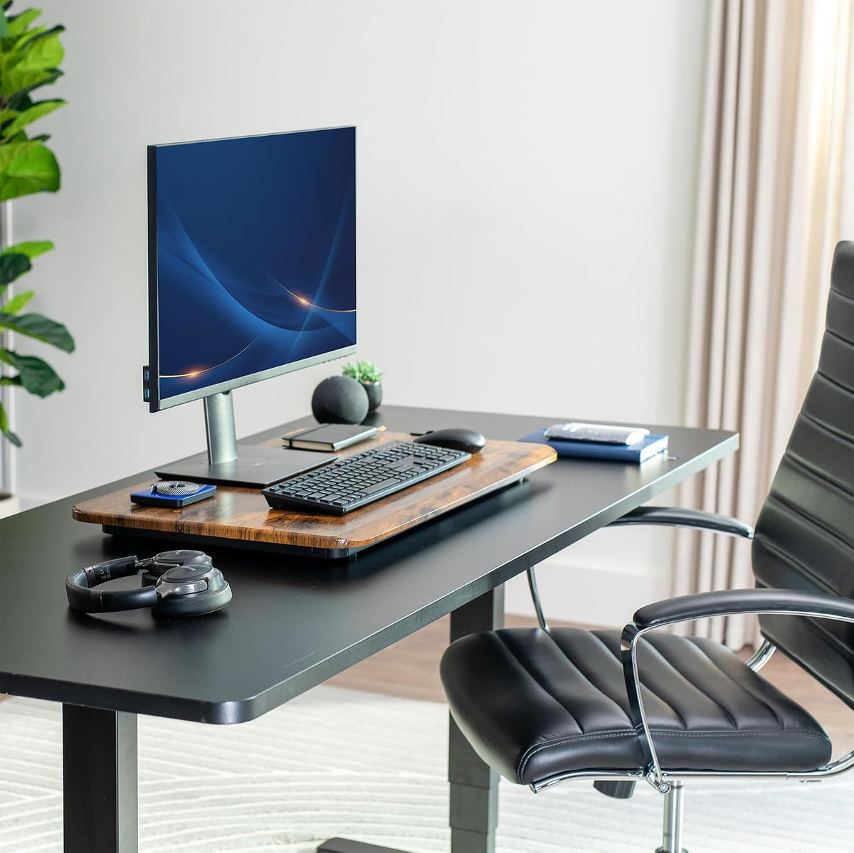 VIVO Manual Height Adjustable Standing Desk Converter, 29" Vintage Brown - Image 7