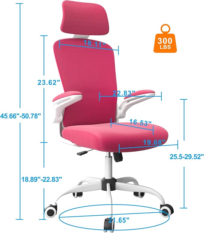 Mimoglad Office Chair, High Back Ergonomic Desk Chair with Adjustable Lumbar Support and Headrest, Swivel Task Chair with flip-up Armrests for Guitar Playing, 5 Years Warranty - Image 2