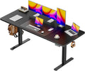 Huuger 63 x 28 Large Electric Standing Desk, Height Adjustable Computer Desk, 27.6" Deep Desktop, Stand up Gaming Office Table with 2 Hooks, 3 Preset Heights, for Home Office, Black by Huuger