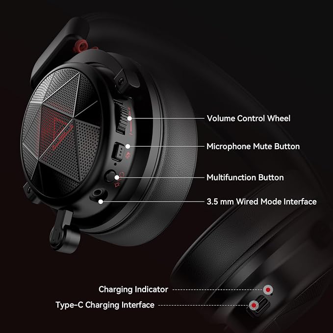 EKSA E900X 5.8G Wireless Gaming Headset with Micphone for PC PS4, PS5, Computer, Laptop - Dual Mic ENC Call Noise Cancelling Headphones - 7.1 Srround Sound - Over Ear Headphones for TV, Music, Meeting - Image 7