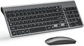 Wireless Keyboard and Mouse Ultra Slim Combo, TopMate - Gray Black | 2.4G Silent Compact 2400DPI Mouse and Scissor Switch Keyboard Set with Cover, Batteries Included, for PC/Laptop/Windows/Mac by TopMate