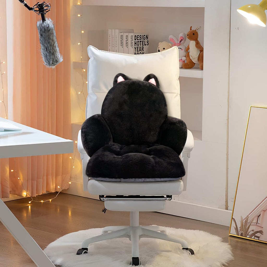 Cute Chair Cushion, Chair Pillow for Gaming, Black Cat, 17x16.5 in - Image 2