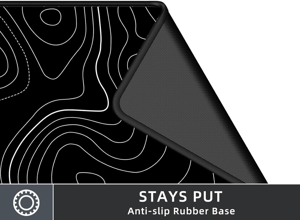 Extra Large Gaming Mouse Pad with Black Topographic, XXL Mousepad, Big Mouse Mat Desk Pad, Non Slip Keyboard Pad for Gaming Computer Laptop PC Office Desk Accessories - Image 2