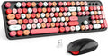 MOFII Wireless Keyboard and Mouse Combo, Black Colorful 2.4GHz Full Size Keyboard with Round Keycaps, Retro Keyboard Cute Wireless Mouse for Laptop, PC, Chromebook, Smart TV, Windows by MOFII