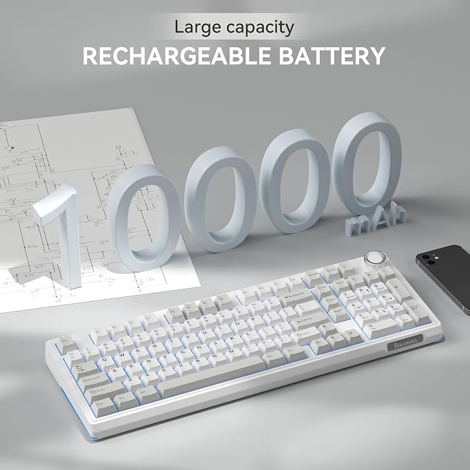 SOLAKAKA KI99 Pro 96% Wireless Mechanical Keyboard, RGB Gaming Keyboard, Hot-Swappable Pre-Lubed Switches, Gasket Structure Creamy Keyboards (Graywhite, Silent Switch) - Image 6