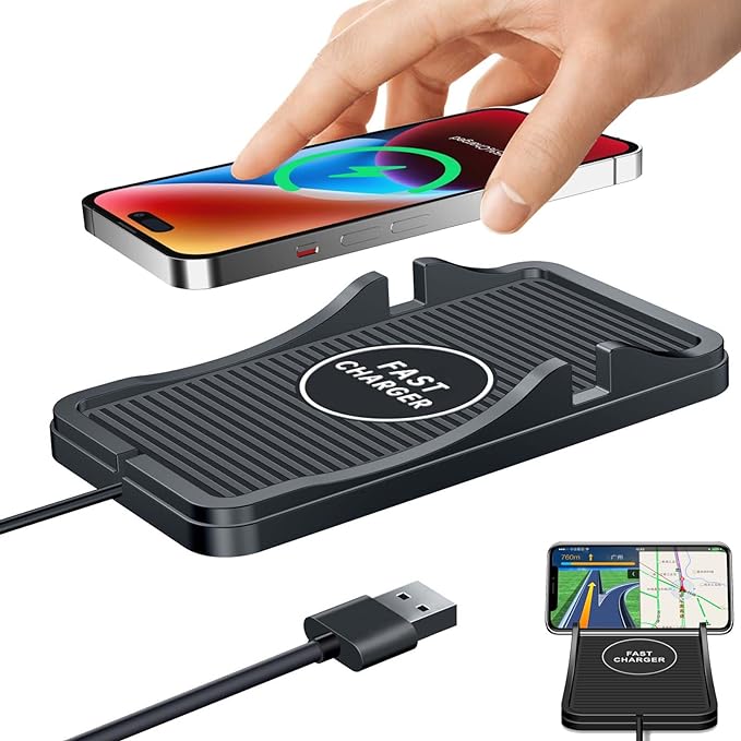 Wireless Charger Car Charging Pad Non-slip 15W 10W 7.5W Fast Charger Mount Adapter for iPhone 13 12 Pro Max 11 8 Plus X XR Xs LG G8 Samsung Note 20 10 Galaxy S10 S20 S21 S22 S23 S24 S25 Android Phones by TASUMATOProducts