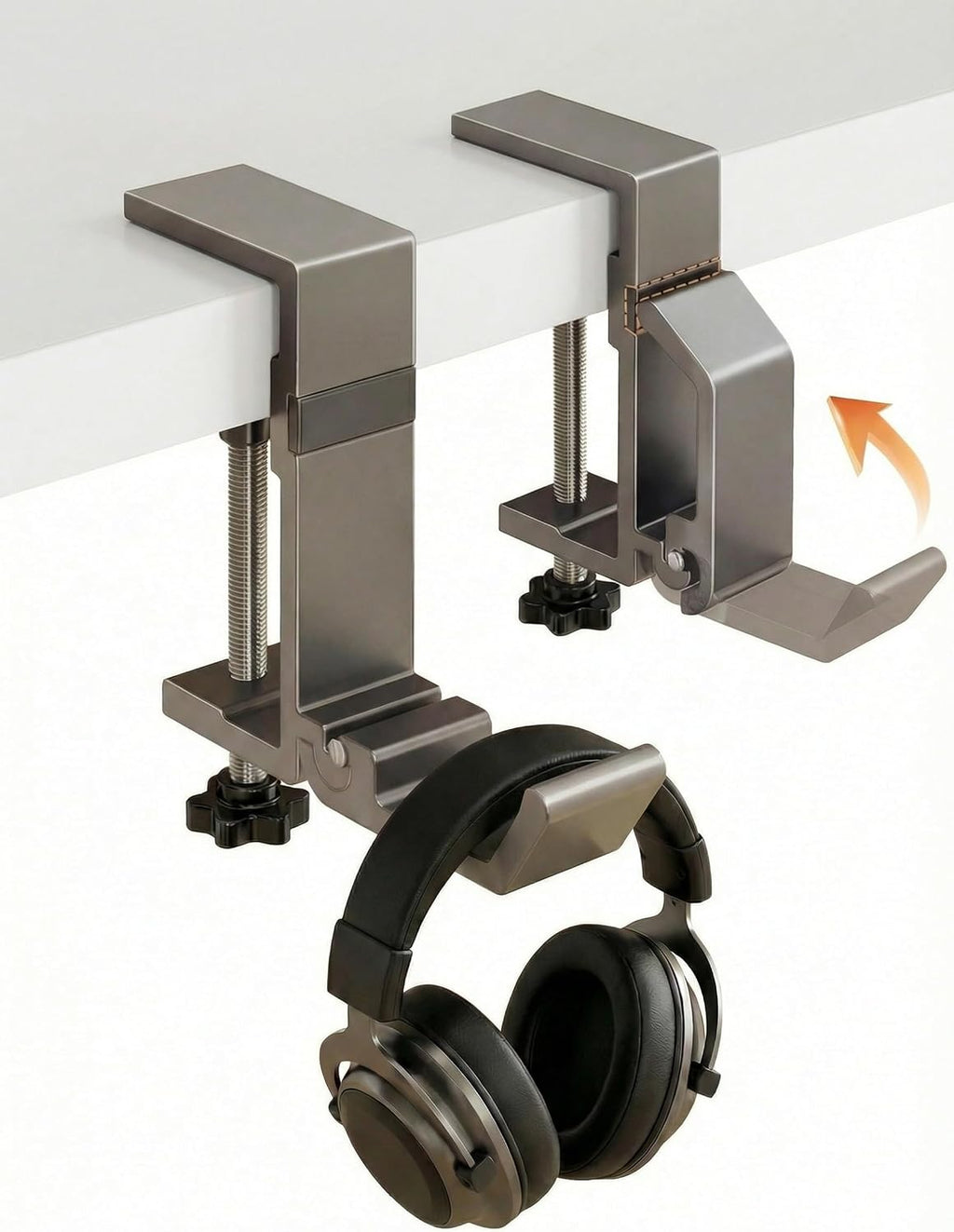 Foldable Clamp Hook for Desk, Bag & Headphone 2-Pack by Azixcos