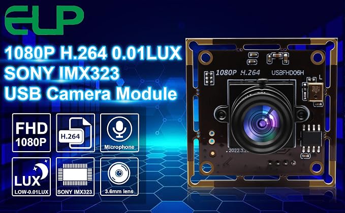 Sony IMX323 Mini USB Camera Module HD 1080P Low Light Webcam with Microphone, 3.6mm Lens, H.264 UVC USB2.0 for Laptop, 3.3ft/1M Cable - Image 9