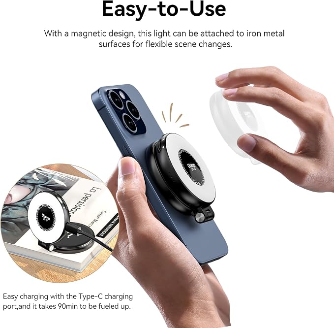 ULANZI LM19 Fill Light, Magnetic Phone LED Selfie Fill Light | Compatible with iPhone 17 16 15 14 13 12, 2500K-8500K Dimmable, Pocket Vlog for Video Call, Live Streaming, Makeup, Selfie - Image 5