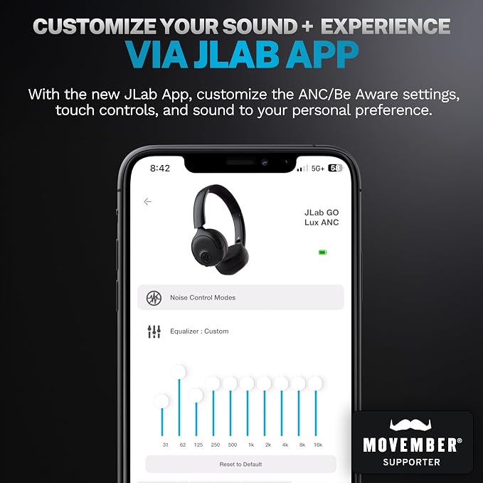 JLab, Go Lux ANC, On Ear Headphones, Active Noise Cancelling, Bluetooth, Graphite - Image 6