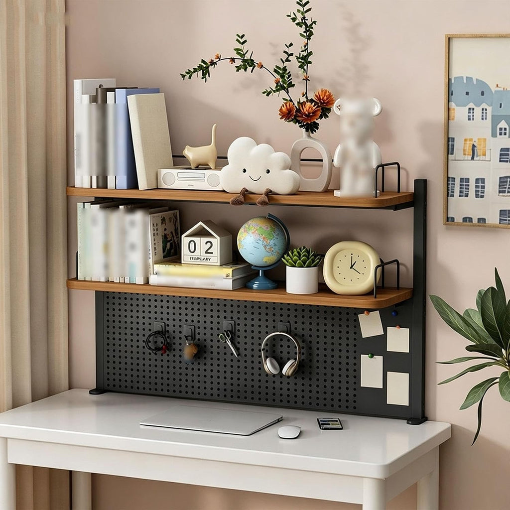 Desk Hutch Dorm, Clamp-on Desktop Bbookshelf Organizer With Pegboard by OECETCAWKD