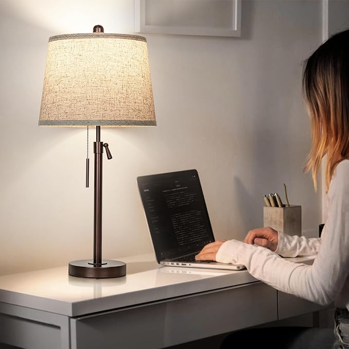 Table Lamps Set of 2, 22" to 30"Adjustable Height Bedside Lamps for Living Room 3 Color Temperatures Tall Nightstand Lamps Modern Brown Table Lamp for Bedroom Office End Table (Bulbs Included) - Image 5