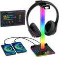 Hcman Headphone Stand Gaming Headset Holder RGB PC Gaming Accessories for Desk, Cool LED Headset Stand with 2 USB Charger for Gamer, Black by Hcman