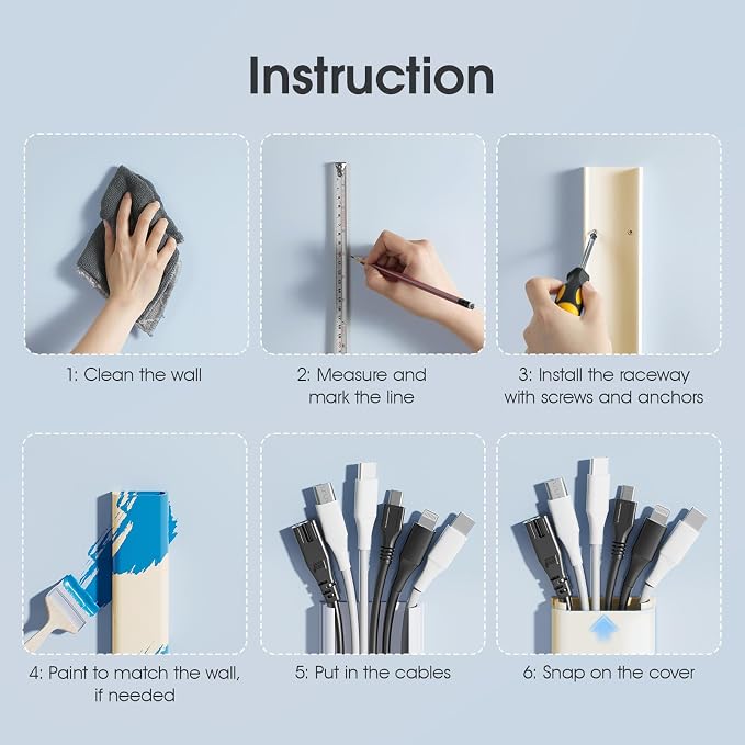 47in XX-Large Beige Cord Hider Wall Mounted TV, Pre-drilled Cord Cover, Wire Hiders for TV on Wall, Paintable Cable Cover, W2.36in H0.75in - Image 9