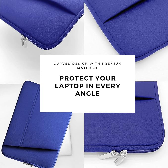 TEDNETGO 15.6 Inch Laptop Sleeve, Durable Neoprene Case with Pockets, Protective Carrying Bag for Dell, Lenovo, Asus, Blue - Image 4