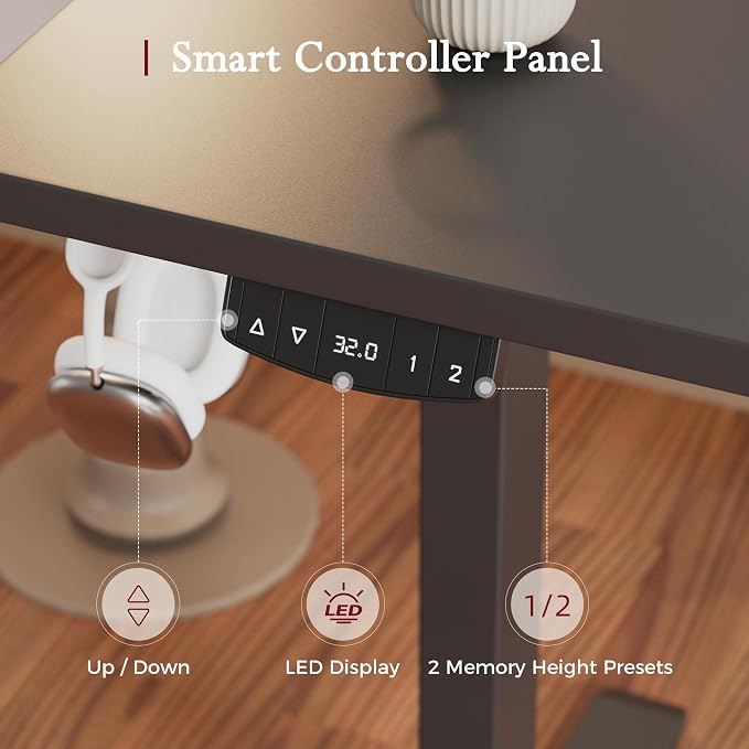 Klicelor L Shaped Standing Desk, 55 Inch Electric Height Adjustable Desk with Memory Preset, Reversible Sit Stand Up Computer Workstation for Home Office, Splice Board, Black - Image 7