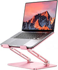 LOXP Aluminum Laptop Stand, Adjustable Laptop Stand for Desk Foldable | Portable Laptop Riser, Ergonomic Computer Notebook Holder for Desk, Office Desk Accessories (10-15.6'') - Pink by LOXP